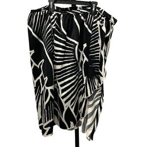 Vintage 90s Sirena Black White Abstract Wrap Skirt